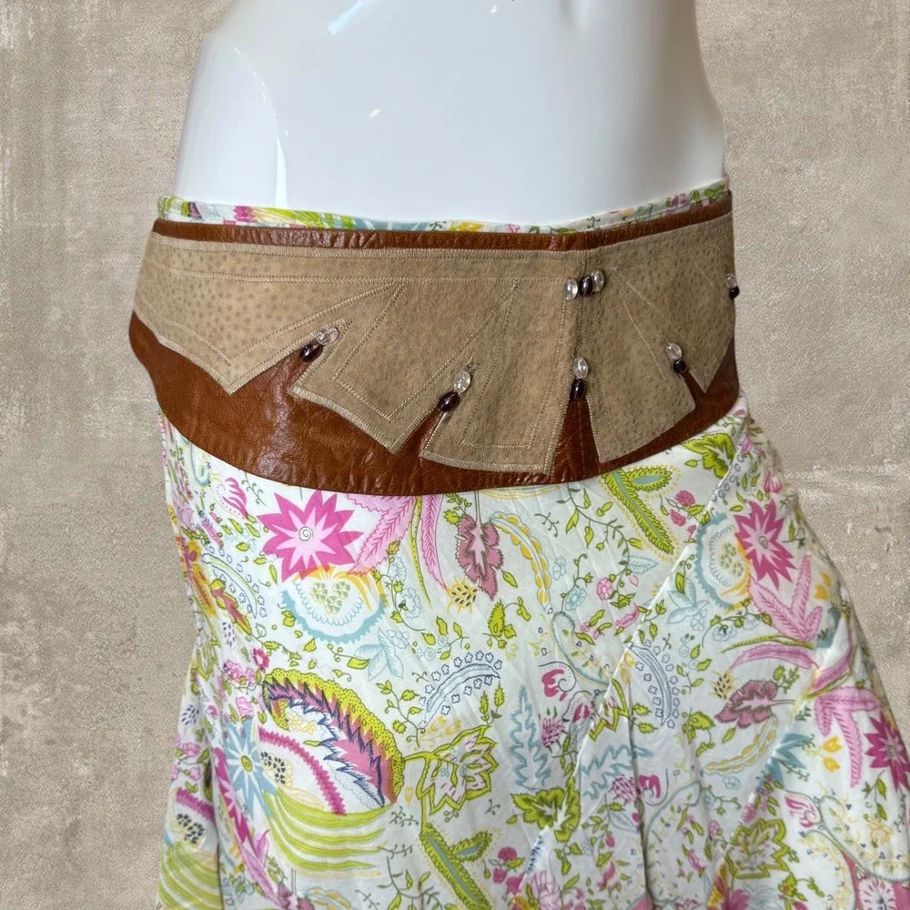 Vintage 70s 80s Southwestern Leather Beaded Waist Belt Boho Festival (M/L)